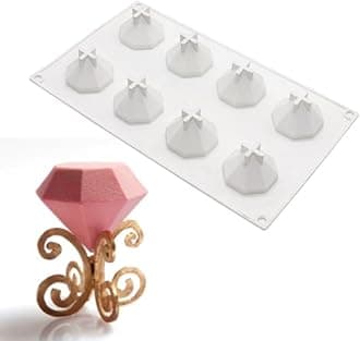 3D Diamond Gem Silicone Ice Cube Tray Mold Biscuit Chocolate Fondant Mould Epoxy Resin Clay Craft Art Handmade Ice DIY Molds (Diamond J_11.84 X6.84 X1.44inch)