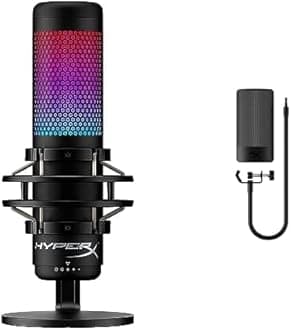 Bundle of HyperX QuadCast S – RGB USB Condenser Microphone for PC, PS4, PS5 and Mac, Anti-Vibration Shock Mount, 4 Polar Patterns, Pop Filter, Gain Control + HyperX Shield Microphone Pop Filter