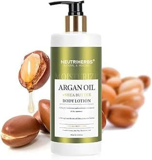 Neutriherbs Body Lotion for Women and Men, Argan Oil + Shea Butter Body Cream, Deep Moisture and Soothin Skin, Plump Bottle - 13.52 Fl Oz