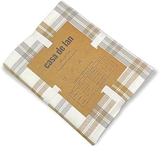 Rectangle Table Cloth - Table Cover - Cotton Mitered Stitched - Checks Table Covers for Kitchen Dining, Wedding, Decorations, & Parties - 60x104 in - Khaki Window