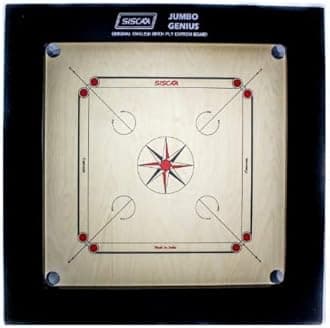 Club Jumbo Genius English Birch Fast Rebound Waterproof Carrom Board with Coin, Striker, Powder, 36mm Multicolor for all ages