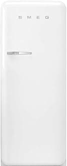 FAB28 50's Retro Style Top Freezer Refrigerator with 9.93 Cu Total Capacity, Multiflow Cooling System, Adjustable Glass Shelves 24-Inches, White Right Hand Hinge Made In Italy