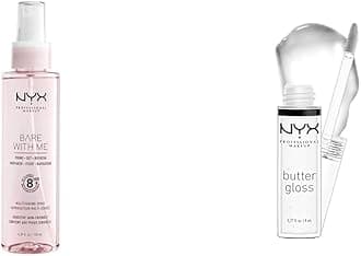 Bare With Me Multitasking Primer & Setting Spray & Butter Gloss, Non-Sticky Lip Gloss - Sugar Glass (Clear)
