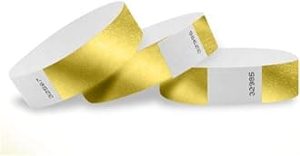 WristcoDeep Metallic Gold 3/4" Tyvek Wristbands - 200 Pack Paper Wristbands For Events
