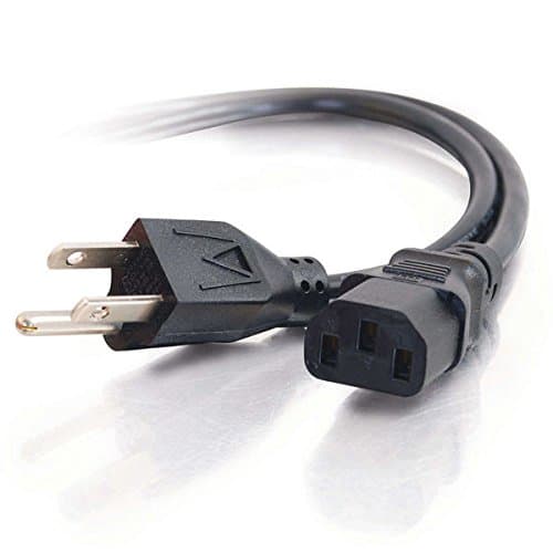 C2G Replacement Power Cable For Computers, TVs, Monitors, & More - 1.8m Black Universal Cord Works With Any 3 Pin AC Power Connexion - 16 Gauge Wire