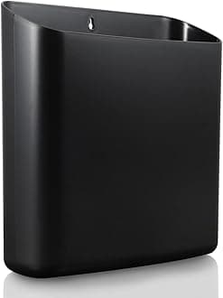 Picowe Magnetic Laundry Storage, Large Lint Holder Bin for Laundry Room, Space-Saving Trash Container Hanging on Dryer, Washer or Wall Mount Trash Bin (Black) (L)