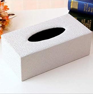 Leather Tissue Box Holder - Waterproof Rectangular Tissue Box Cover Vintage Napkin Paper Holder for Home,Office&Car Decor (White Clouds)
