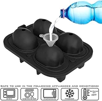 JETKONG Large Skull Ice Mold - 4 Cavity Silicone Skull Ice Maker - Ice Cube Tray for Whiskey, Bourbon, Cocktails and Juice