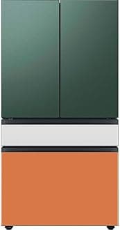 29 Cu. Ft. Bespoke 4-Door French Door Refrigerator with Beverage Center, Morning Blue Glass Top Panel with White Glass Middle and Bottom Panels, RF29BB86004MAA