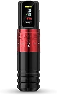 XNETVipera Adjustable Stroke Tattoo Machine - Wireless Tattoo Gun, Rotary Cartridge Tattoo Pen with 2400mAh Battery Coreless Motor Tattoo Supply for Professional Tattoo Artists & Beginners, Red