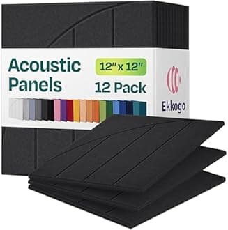 Ekkogo Acoustic Panels 12-Pack Soundproof Wall Panels 12"x12"x0.4" Decorative Sound Dampening for Your Home, Office, Studio, Bedroom & More with Unique ModuArc Carving [Dark Gray]