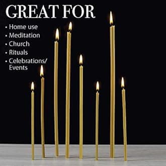 Danilovo Pure Beeswax Candles - No-Drip, Smoke-Less, Tall, Thin Taper Candles – Decorative Candles for Church Prayer, Decor or Birthday Candles – Honey Scented Candles – 6.3”x0.2” (Yellow, 200pcs)