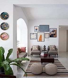 THE HOME TALK Hand Woven Cotton Pouf | Ottoman Footrest | Bean Bag, Floor Chair,Living Room, Bedroom, Kid's Room | Cotton Knitted | Small Furniture | 18" x 18" x 14" | Beige