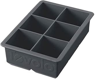 Large 2” King Cube Ice Tray Charcoal Gray Ice Cube Trays for Whiskey Cocktails Smoothies, Big Square Ice Cube Mold Silicone Freezer Tray for Perfect Rock Cubes BPA Free Dishwasher Safe