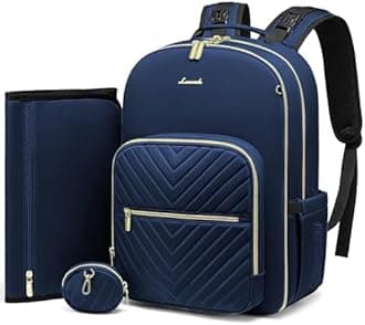 LOVEVOOK Diaper Bag Backpack, Quilted Baby Bag with Changing Pad & Pacifier Holder, Waterproof Travel Diaper Bags with USB Charging Port, Stylish and Large Capacity, Blue