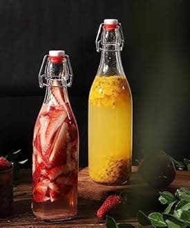 Brezzycloud Swing Top Clear Glass Bottles Brewing Bottles 500ml Flip Top Bottles Great for Oil,Vinegar .Beverages,Homemade, Juices, Kombucha, Water, Beer Set of 2