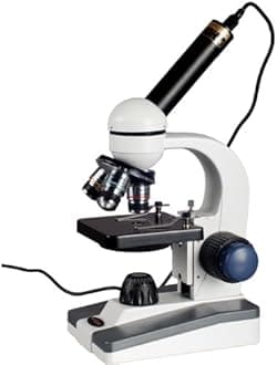 AmScope M150C-E-A 40X-1000X LED Cordless All-Metal Framework Full-Glass Optical Lens Student Compound Microscope with Coarse & Fine Focusing + Digital Camera USB Imager