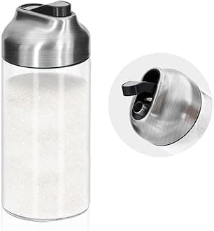 Aelga 12 OZ Glass Sugar Dispenser with Pour Spout, Weighted Pourer, for Coffee, Tea & Baking, 2 Pack