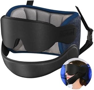 Travel Pillows for Airplanes with Sleep Eye Mask, Chin Strap, Airplane Pillow for Long Flights, Car Road Trip, 360° Support Headrest, Stop Bobblehead, Mottled Grey