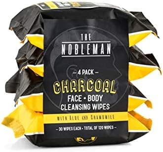 The Nobleman Men's Charcoal Face + Body Cleansing Wipes - 4 Pack (120ct)