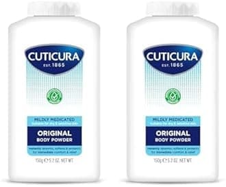 CUTICURA Mildly Medicated Body Powder 150g, Many Uses Personal Hygiene, Sweat Control, Chafing & Friction Prevention, Itching Relief (Pack of 2)