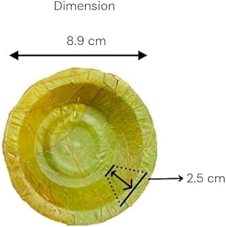 Healthy Edible's, Disposable Siali Leaf Dessert Bowl (with Corrugated Sheets), Small, 3.5 inch, Set of 50, Green