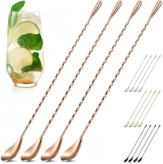 4 Pcs Bar Spoon Cocktail Mixing Spoon – 12'' Rose Gold