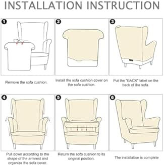 Chickwin Stretch Wingback Chair Slipcover, Botanical Print Living Room Chair Covers Furniture Protector, Spandex Wing Back Chair Covers with Arms (Monstera Deliciosa)