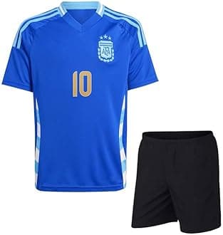 White Blue Argeentinaa Meesii 10 Football Jersey with Shorts 2024 for (Kids & Men & Boys)