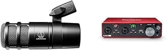 Audio-Technica AT2040 Hypercardioid Dynamic Podcast Microphone (at 2040), XLR,Black & Focusrite Scarlett 2i2 3rd Gen USB Audio Interface