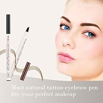 Eyebrow Tattoo Pen, Microblading Eyebrow Pencil, with a Micro-Fork Tip Applicator, Create Natural Looking Eyebrows, Easy to Use and Stays All Day (Black)