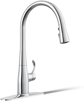Kohler K-596-CP Simplice Metal Single-Hole Pull-down Kitchen Faucet, Polished Chrome