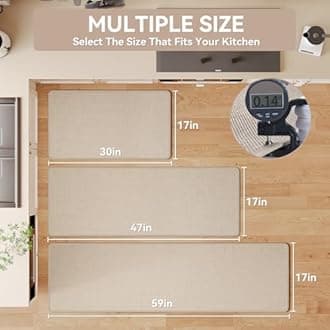 YDKGL Kitchen Mats for Floor, Super Absorbent Kitchen Rugs Non Slip Washable, Soft Imitation Linen Braided Runner Rug, Standing Mat Kitchen Sink Mat, Easy to Clean, Beige 17x71