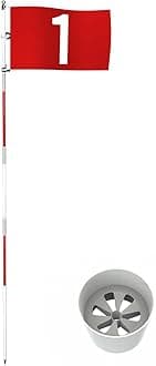 Thiodoon Golf Flagstick 6Ft Flag And Cup For Yard Pro Detachable Hole Driving Range Backyard Upgrade Anti-Rust Glass Fiber 5-Section Design With Connectors