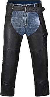 - Motorcycle Leather Chaps for Men and Women, Black Motorcycle Chaps for Road Rash Protection and All-Weather Comfort
