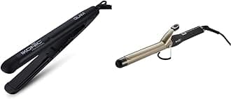 IKONIC Glam Hair Straightner (Black) & Curling Tong- 28mm (Black & Golden)