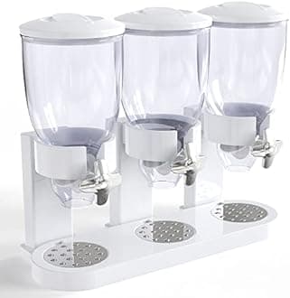 Triple Food Dispenser - Easy To Use Dry Food Dispenser Perfect As A Candy, Nuts, Rice, Granola, Cereal Dispenser & More - Dispensing 1 Ounce Per Twist And Preserving Freshness For Fun, Easy Serving.