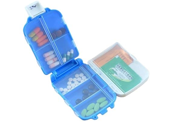 Pill Case (1 Pack) - Portable Small Supplements Tablet Container Box with 8 Compartments - Medicine Capsule Vitamin Fold Flip Organizer Dispenser Holder Storage for Travel Trip Pocket Purse