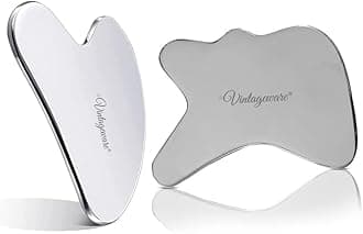 Vintageware® Stainless Steel Gua Sha Combo Set | Heart-Shape & R-Shape Massage Tools for Face & Body | Medical Grade 304 Stainless Steel