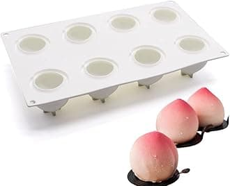 Cake Molds Baking Dessert Jelly Ice Cream 3D Fruit Shapes Silicone Mold for Chocolate Candy Pastry Truffle Pudding Jelly Cheesecake Mousse Soap, 8-Cavity Peach Mold