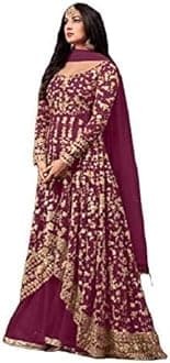 JVK Enterprise Ready to Wear Indian Pakistani Style Embroidered Koti Salwar Kameez Salwar Suit for Women