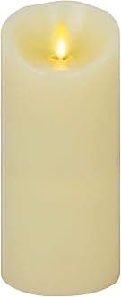 Luminara Realistic Moving Flame LED Candle Scalloped Edge Smooth Finish Real Wax Pillar, Vanilla Honey Scented Ivory (7.6 Wide x 16.5 Tall, Centimetre)