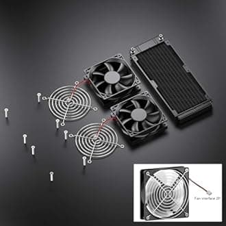 Water Cooling Radiator, 12 Pipe Aluminum Heat Exchanger Cooling Water Drain Row with Fan Radiator for Computer PC CPU CO2 Laser Water Cool System