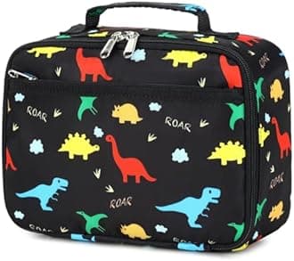 CAMTOP Lunch Box Kids Boys Girls Insulated Lunch Cooler Bag Reusable Lunch Tote Kit for School Travel (Colorful Dinosaur)