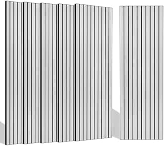 BUBOS 10 Pack Large Acoustic Panels, 48"X 12"X 0.4" Sound Proof Panels for Walls,Decorative Self-Adhesive Acoustical Wall Panels,3D Slat Sound Panels for Home Office Studio (White 01)