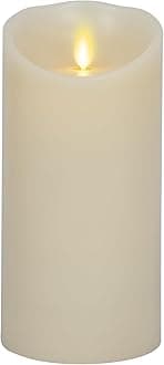 Darice LM357B Luminara Realistic Artificial Flame Pillar Candle with Timer, 7-Inch, Ivory