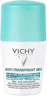 Anti-Transpirant 48H Roll-On Deodorant 4 Sensitive Skin. Anti-White & Yellowish Spots | Without Alcohol | Dry-Touch 50mL Deo with Classic Scent of Fresh Skin