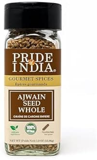 Pride of India – Ajwain Seed Whole – Gourmet Carom Seeds – Flavoring agent for Savory Dishes – Aromatic & Nutrient-Dense – Easy to Use – 2.1 oz. Dual Sifter Bottle