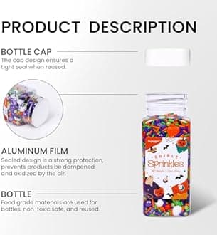 Halloween Sprinkles for Cake Decorating, 3.52oz Purple Eyeball & Pumpkin Sprinkles for Cupcake Topper Cookie Chocolate Cake Ice Cream Baking Decorations Halloween Party