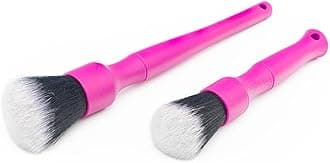 Synthetic Detailing Brush Combo Kit - Ultra-Soft Synthetic Bristles, Scratch-Free, Instrument Panels, Emblems, One Long Handle + One Short Handle, Pink (2-Pack)
